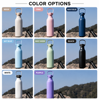 Bouteille d'eau sport personnalisée en acier inoxydable de 24 oz avec poignée, isolée sous vide, anti-fuite, avec paille, pour les voyages en extérieur