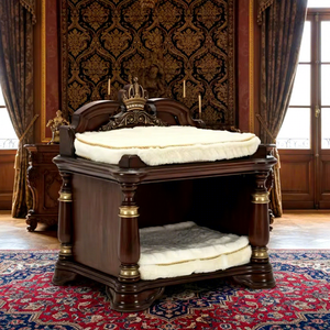 Muebles de Madera Maciza de Estilo Real de Lujo, Muebles de Madera Tallados Antiguos de Doble Capa con Diseño de Corona para Villa - Product Image 1