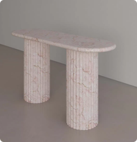 Table console ovale en marbre Calacatta Viola à pieds cannelés, prix d'usine de luxe, table console moderne pour hôtel, entrée, couloir