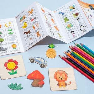 Jouet éducatif bricolage Arts et artisanat <span class=keywords><strong>dessin</strong></span> pochoirs Kit bois animal <span class=keywords><strong>dessin</strong></span> animé puzzle conseil bricolage peinture modèle - Product Image 6
