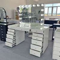 Hot Selling Luxury Dresser Durable Drawer Bedroom Shelf Big Light Bulb Mirror Vanity Makeup Storage Dressing Table Manufacturer