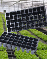 Plateaux de semis noirs en gros à prix réduit, 21/32/50/72/98/105/128/200 cellules, pour la germination de fleurs, légumes et plantes, plateaux de pépinière