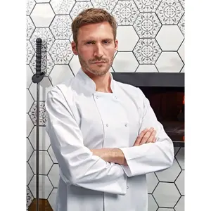 เสื้อแจ็คเก็ตแขนยาวติดกระดุมแบบกดสำหรับเชฟ - Product Image 4