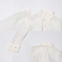 Robe Courte Blanche Décontractée à Volants et Taille Froncée pour Femme, Col Revers, Manches Longues, Coupe Ample, Style Vacances et Quotidien, Vente en Gros
