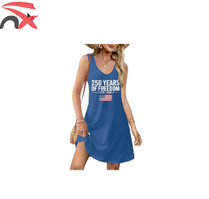 Nouvelle robe débardeur décontractée à thème américain, drapeau américain, 250 ans de liberté, pour femmes - Product Image 2