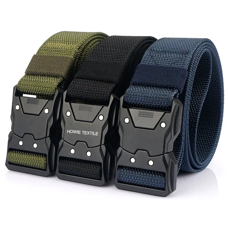 125cm Quick release cobre custom buckle navy green black casual canvas nylon elastic belt