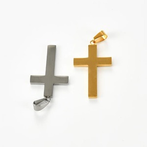 Collier tendance avec pendentif croix à bords noirs pour femmes et hommes, en acier inoxydable, plaqué or et argent, chaîne avec pendentifs, bijoux, cadeaux - Product Image 5
