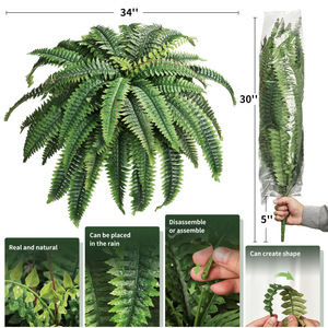 Planta Artificial de Helecho Angus de 100-200 cm, Hojas Ovaladas de Seda, Decoración para Bodas y Hogar, Revestimiento de Pared, Alta Simulación Tropical - Product Image 4