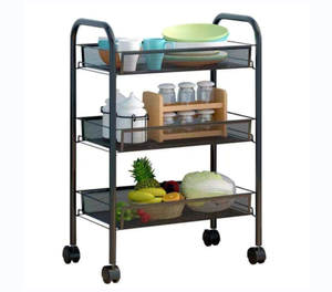 फैक्टरी तह रैक प्लास्टिक रैक चल डिजाइन स्टील भंडारण आपूर्तिकर्ताओं रसोई ट्राली - Product Image 3