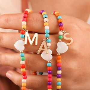 Trendy Jewelry Handmade Bubble Alphabet Beaded <strong>Necklace</strong> <strong>Boho</strong> Colorful Turquoise Initial Choker <strong>Necklaces</strong> for Women - Product Image 2