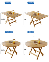 Gain de place extérieur intérieur couleur naturelle bois massif ménage cuisine pliante salle à manger Table ronde carrée