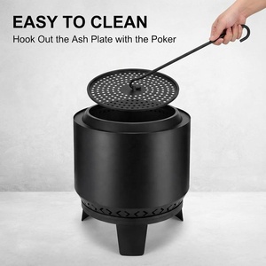 <b>Smokeless</b> Fire Pit Outdoor Wood Burning Double-Wall Steel Portable Bonfire Pit with Poker & Cover for Patio Camping Backyard - Product Image 3