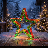 Ornement étoilé LED, étoile lumineuse à cadre métallique irisé, éclat prismatique aux couleurs arc-en-ciel pour les fêtes de Noël