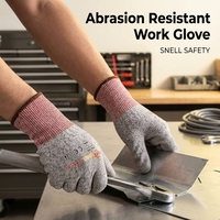 Gants de sécurité anti-coupure haute résistance HPPE SNELL avec revêtement PU, plus de 30 000 cycles d'abrasion, haute dextérité, pour la construction