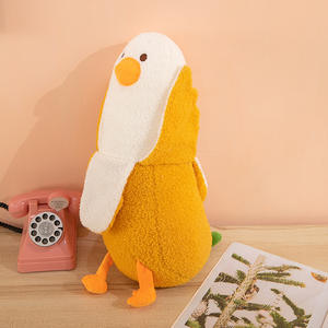 Peluche de Pato con Relleno de Algodón PP, Cierre Desmontable y Lavable, Adorable Almohada de Pato con Forma de Plátano, Se Puede Agregar Logotipo - Product Image 4