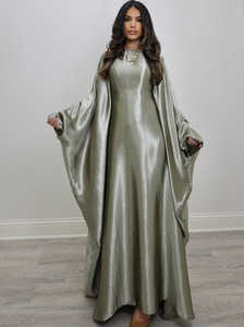 Vestido Kaftan Abaya de Satén Brillante Personalizado Leduo para Mujer - Vestido Maxi de Manga Larga para Eventos Musulmanes - Product Image 2