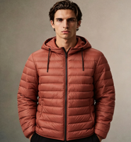 Doudoune matelassée décontractée pour homme, tendance automne-hiver, à capuche, couleur unie, coupe-vent, respirante, avec col montant et bord-côte