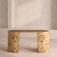 Vente directe usine – Bureau de style Old Money en bois massif, texture tronc d'arbre, design rétro américain, personnalisable