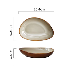 Assiette à dîner en céramique irrégulière en forme de galet, bol à sauce pour pâtes, assiettes d'appoint, vaisselle de <span class=keywords><strong>restaurant</strong></span> - Product Image 3