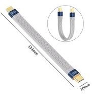 Kabel Data ramping datar PD240W Tipe C Male ke Tipe C Male USB 4 40Gbps 100W 8K kabel pendek Data ramping untuk Laptop & ponsel