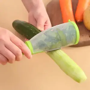 Depolama tipi soyma bıçağı patates salatalık soyucu depolama tüpü ile elma meyve sebze Scratcher ev mutfak gereçleri