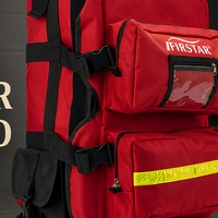 Sac à dos médical d'urgence en nylon 1680D, rouge, multi-compartiments, sac de secours médical, sac à dos de premiers secours réfléchissant pour le terrain extérieur