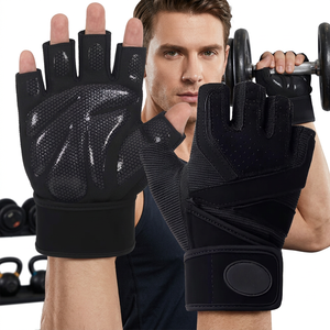 Guantes Deportivos Unisex de Cuero, Medios Dedos, Transpirables, Ligeros, Antideslizantes, con Cierre, para Levantamiento de Pesas y Ciclismo - Product Image 1