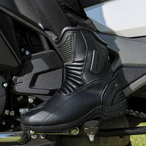 Nouvelle collection – Bottes de moto touring noires imperméables en cuir pleine fleur à bout rond, montantes au-dessus du genou, sur mesure - Product Image 3