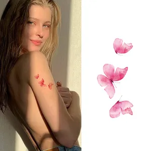 Wholesale girl butterfly Designs pink Ink Printing Water Transfer Sticker temporaneo Full Hand temporaneo waterproof korea Tattoo
