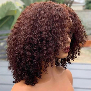 <span class=keywords><strong>Perruque</strong></span> Lace Front Cheveux Humains Bouclés <span class=keywords><strong>Afro</strong></span> Kinky Ondulés Couleur Brun Rouge, Cuticules Alignées, Offre Spéciale - Product Image 6