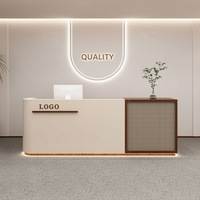 Comptoir de réception/caisse minimaliste en bois tressé style vigne, au design original, pour Hôtel, Magasin de vêtements, Bar, Salle de yoga, Salle de sport, Salon de beauté
