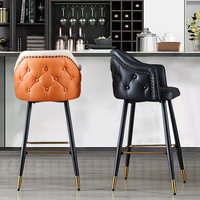 Tabouret de bar moderne de style américain, luxe léger, avec siège en cuir pleine fleur, pivotant, pour usage domestique, tabouret d'îlot