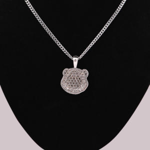 Colgante de diamante cultivado en laboratorio personalizado en forma de Panda, colgante creado en laboratorio completamente helado de oro blanco, regalo para él - Product Image 6