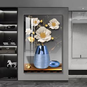 Jarrones de Flores Abstractos Personalizados de Fábrica al por Mayor, Pinturas de Porcelana de Cristal con Flores, Impresión LED HD, Decoración para el Hogar, Obras de Arte - Product Image 5