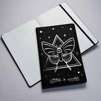 Carnet esthétique en cuir PU rigide avec imprimé papillon, journal au design ciel étoilé, pages lignées, cadeau pour l'école et le bureau