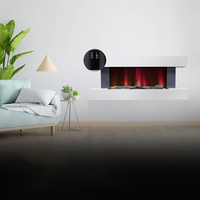 Venta decoración de hotel 80 a 100 pulgadas pantalla Virtual Control WiFi TV Mesa soportes montado en la pared chimenea LCD chimenea con linternas
