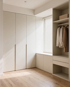Dressing moderne en bois avec rangements ouverts et portes de garde-robe fermées, mobilier de chambre <span class=keywords><strong>sur</strong></span> <span class=keywords><strong>mesure</strong></span> - Product Image 2