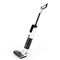 Laveuse de Sol Portable à Double Réservoir, Aspirateur Balai Humide/Sec Auto-Nettoyant, Rouleau pour Tapis, Assistant Vocal Bilingue, Idéal pour Hôtels