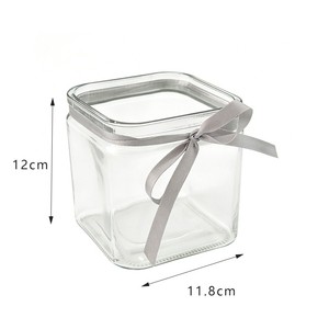 Vase carré en verre moderne avec logo personnalisé et ruban décoratif pour les cadeaux de fêtes et la décoration minimaliste de luxe à la maison - Product Image 5