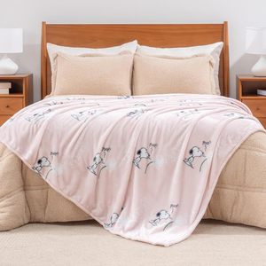 Couverture en peluche Snoopy, motif imprimé, légère, en velours, de la marque Berkshire Blanket, couleur <span class=keywords><strong>rose</strong></span> printemps, taille double 60x90 - Product Image 4