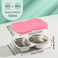 304 conteneurs à collations en acier inoxydable couvercles en silicone réutilisables 2 compartiments stockage des aliments boîtes à lunch empilables pour l'école de bureau