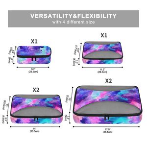 Ensemble de 6 cubes de rangement de voyage colorés pour valise, organisateurs de bagages avec fermeture éclair - Product Image 3