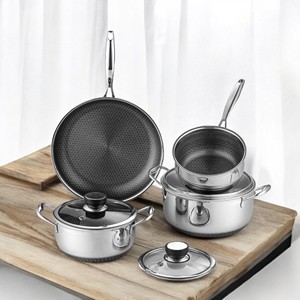 Lüks yeni tasarım 316 paslanmaz çelik TENCERE SETİ sağlıklı mutfak seramiği kaplama kızartma tavaları tencere yapışmaz güveç seti - Product Image 1