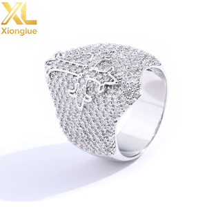 Hip Hop Custom 925 Sterling <b>Silver</b> Moissanite <b>Cross</b> Jewelry Retro Men'S <b>Ring</b> - Product Image 3