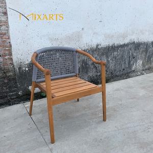 Chaises de salle à manger de style moderne personnalisables haut de gamme avec dossier <span class=keywords><strong>en</strong></span> <span class=keywords><strong>rotin</strong></span> et accoudoirs <span class=keywords><strong>en</strong></span> teck massif pour villa, patio, repas <span class=keywords><strong>en</strong></span> plein air - Product Image 3