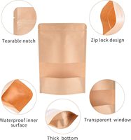 Sachet Doypack Personnalisé en Papier Kraft Brun Biodégradable de Qualité Alimentaire avec Fermeture Ziplock et Fenêtre Transparente pour Café, Thé et Snacks