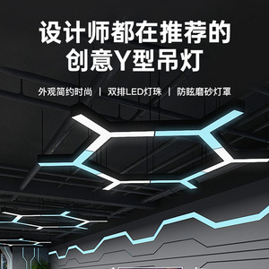 โคมไฟระย้ารูปตัว Y สำหรับสำนักงาน ยิม วิดีโอเกม เมือง ซูเปอร์มาร์เก็ต ร้านค้า อุปกรณ์เชิงพาณิชย์ โคมไฟสำหรับการสร้างแบบจำลอง สไตล์อุตสาหกรรม - Product Image 2