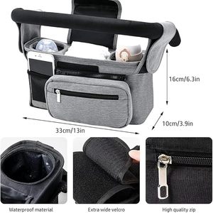 Borsa da appendere al passeggino, borsa universale per passeggino con 2 portabicchieri isolati, organizer con tracolla e grande capacità - Product Image 6