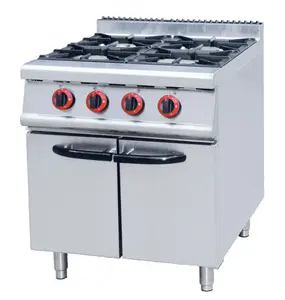 Peralatan dapur hotel & restoran komersial kompor gas 4 tungku dengan oven