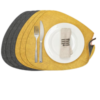 Ensemble de sets de table en similicuir multicolores, imperméables, antidérapants, ovales, avec sous-verres pour table à manger